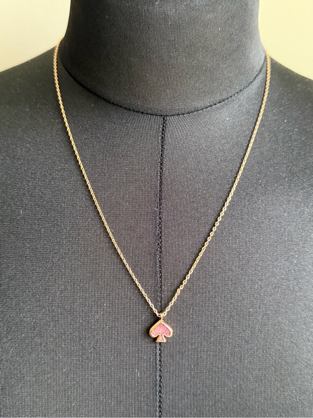 NWT Kate Spade Everyday Spade Necklace Pink Sparkle Heart